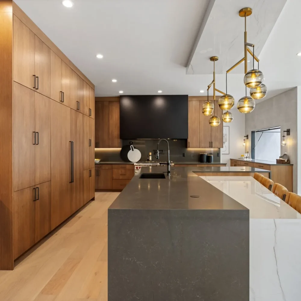 European cabinetry, Contemporary style custom-designed kitchen, with high-quality luxury cabinetry, European design, made in the US, premium kitchen cabinets.
